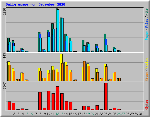 Daily usage for December 2020